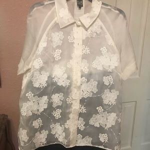 Silk button down top